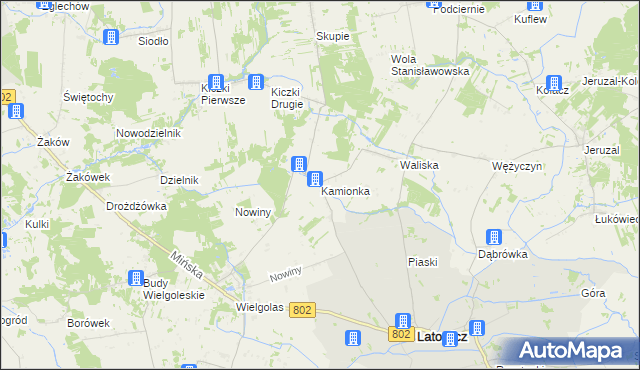 mapa Kamionka gmina Latowicz, Kamionka gmina Latowicz na mapie Targeo