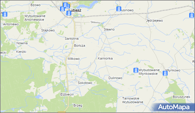 mapa Kamionka gmina Lubasz, Kamionka gmina Lubasz na mapie Targeo