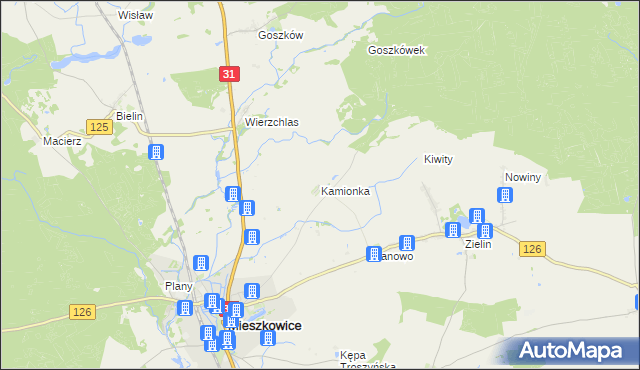 mapa Kamionka gmina Mieszkowice, Kamionka gmina Mieszkowice na mapie Targeo