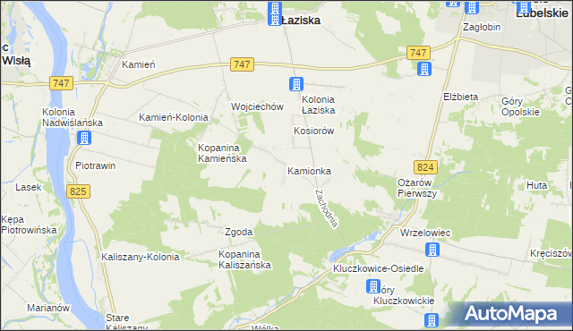 mapa Kamionka gmina Opole Lubelskie, Kamionka gmina Opole Lubelskie na mapie Targeo