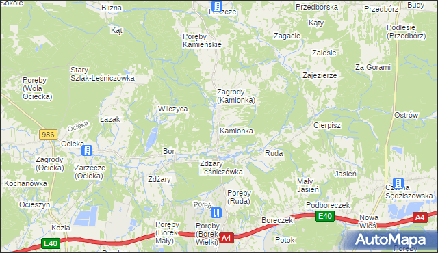 mapa Kamionka gmina Ostrów, Kamionka gmina Ostrów na mapie Targeo