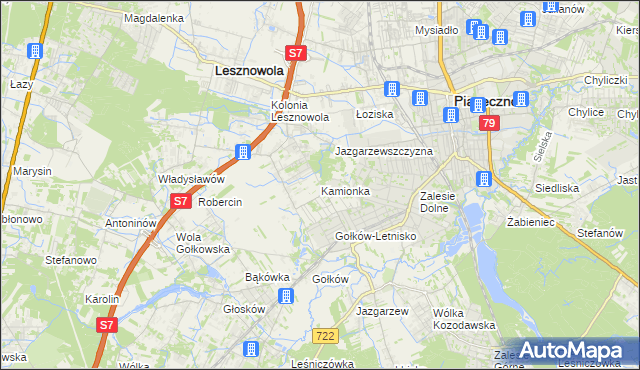 mapa Kamionka gmina Piaseczno, Kamionka gmina Piaseczno na mapie Targeo