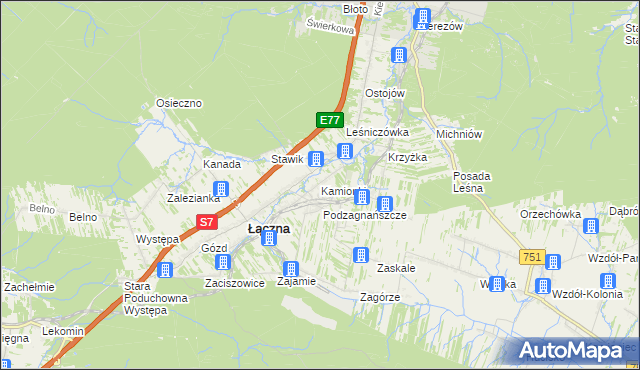 mapa Kamionki gmina Łączna, Kamionki gmina Łączna na mapie Targeo