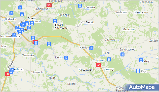 mapa Kamionna gmina Łochów, Kamionna gmina Łochów na mapie Targeo