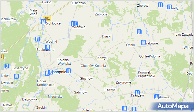 mapa Kamyk gmina Konopnica, Kamyk gmina Konopnica na mapie Targeo