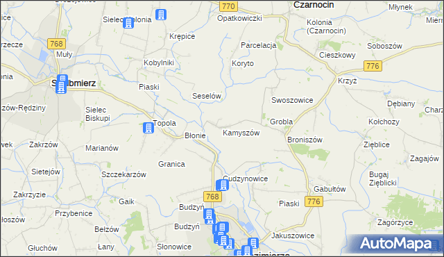 mapa Kamyszów, Kamyszów na mapie Targeo