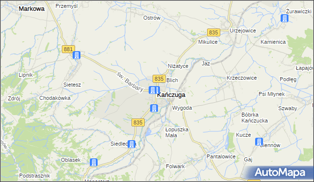 mapa Kańczuga powiat przeworski, Kańczuga powiat przeworski na mapie Targeo