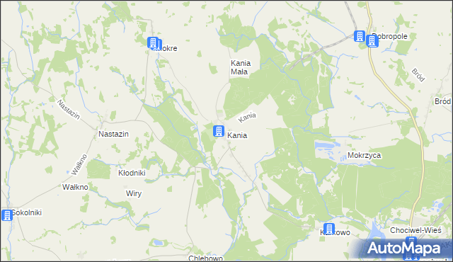 mapa Kania gmina Chociwel, Kania gmina Chociwel na mapie Targeo