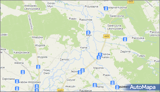 mapa Kania gmina Sieroszewice, Kania gmina Sieroszewice na mapie Targeo