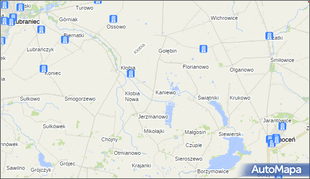 mapa Kaniewo gmina Boniewo, Kaniewo gmina Boniewo na mapie Targeo