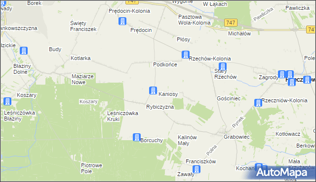 mapa Kaniosy, Kaniosy na mapie Targeo