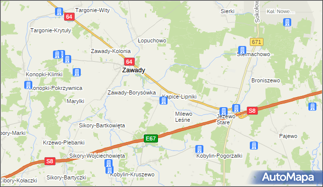 mapa Kapice-Lipniki, Kapice-Lipniki na mapie Targeo