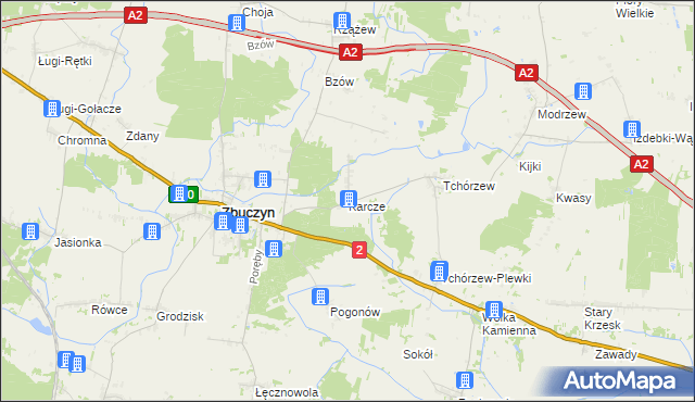 mapa Karcze gmina Zbuczyn, Karcze gmina Zbuczyn na mapie Targeo