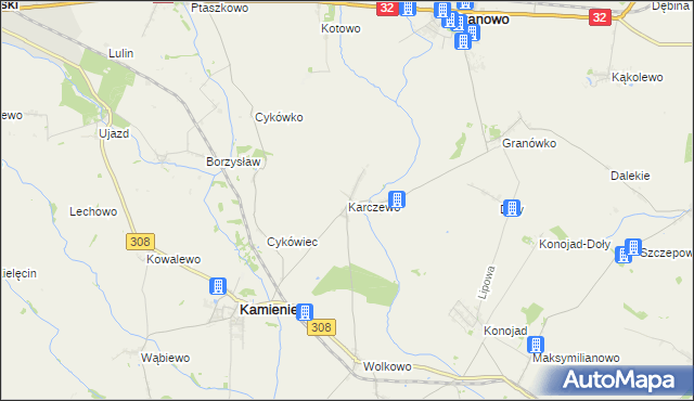 mapa Karczewo gmina Kamieniec, Karczewo gmina Kamieniec na mapie Targeo