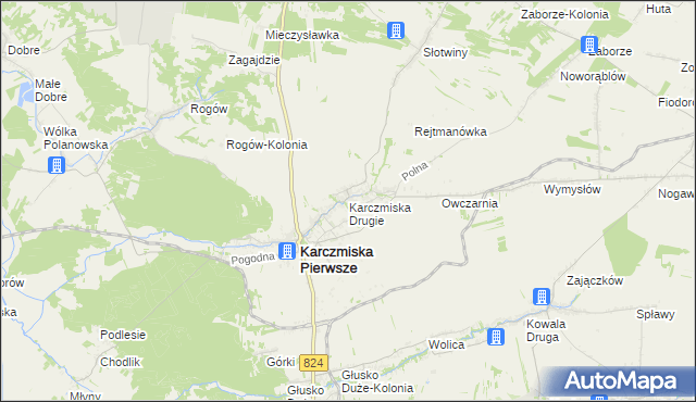 mapa Karczmiska Drugie, Karczmiska Drugie na mapie Targeo