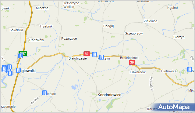 mapa Karczyn gmina Kondratowice, Karczyn gmina Kondratowice na mapie Targeo