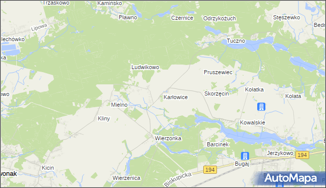 mapa Karłowice gmina Swarzędz, Karłowice gmina Swarzędz na mapie Targeo