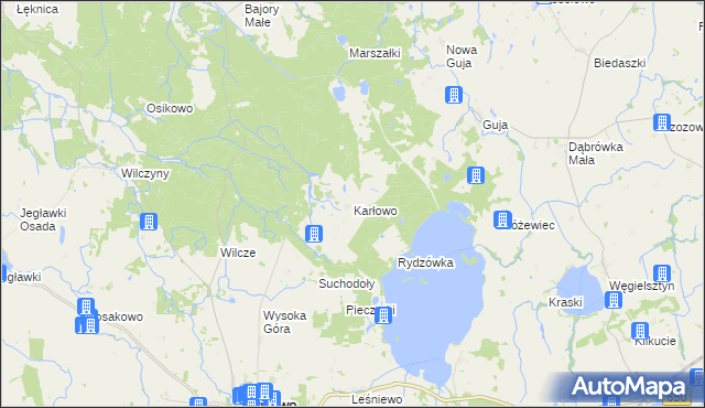 mapa Karłowo gmina Węgorzewo, Karłowo gmina Węgorzewo na mapie Targeo