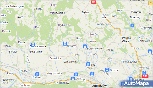 mapa Karniowice gmina Zabierzów, Karniowice gmina Zabierzów na mapie Targeo