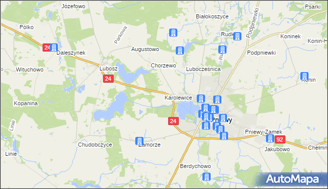 mapa Karolewice, Karolewice na mapie Targeo