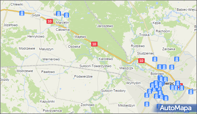 mapa Karolewo gmina Sierpc, Karolewo gmina Sierpc na mapie Targeo