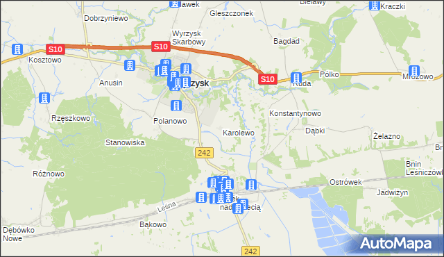 mapa Karolewo gmina Wyrzysk, Karolewo gmina Wyrzysk na mapie Targeo