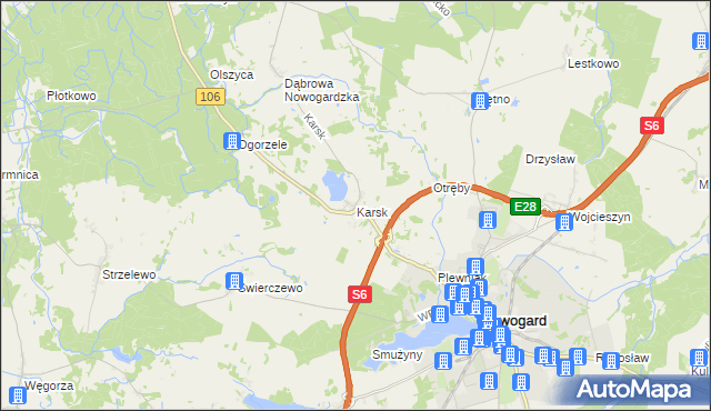 mapa Karsk gmina Nowogard, Karsk gmina Nowogard na mapie Targeo