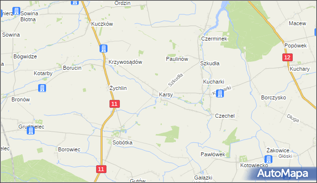 mapa Karsy gmina Gołuchów, Karsy gmina Gołuchów na mapie Targeo