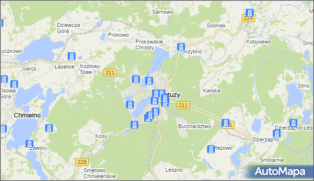 mapa Kartuzy, Kartuzy na mapie Targeo