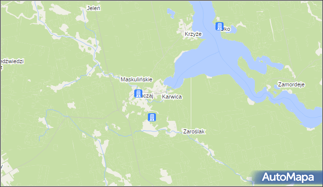 mapa Karwica gmina Ruciane-Nida, Karwica gmina Ruciane-Nida na mapie Targeo