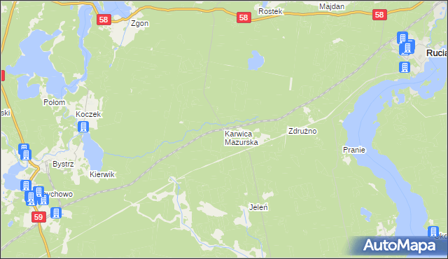 mapa Karwica Mazurska, Karwica Mazurska na mapie Targeo