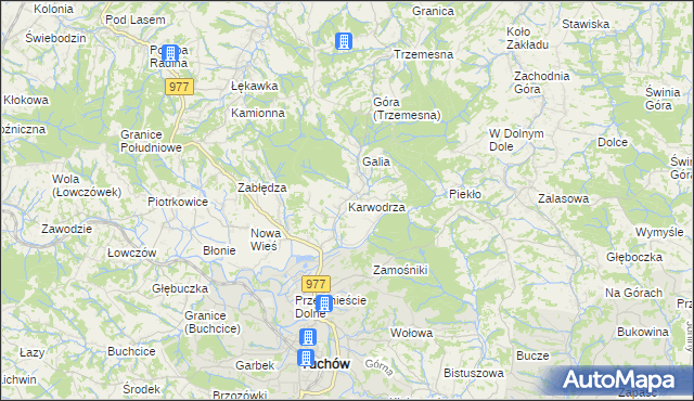 mapa Karwodrza, Karwodrza na mapie Targeo