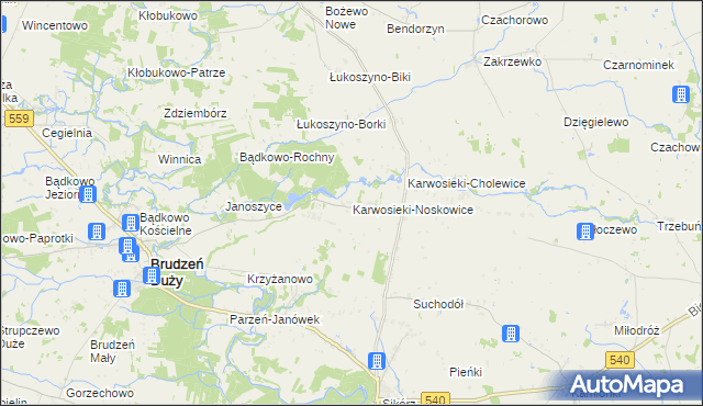 mapa Karwosieki-Noskowice, Karwosieki-Noskowice na mapie Targeo