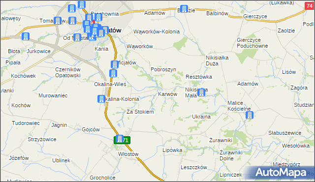 mapa Karwów gmina Opatów, Karwów gmina Opatów na mapie Targeo