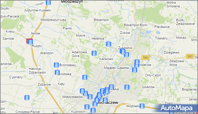 mapa Karwowo gmina Sochaczew, Karwowo gmina Sochaczew na mapie Targeo