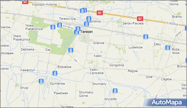 mapa Kaski gmina Baranów, Kaski gmina Baranów na mapie Targeo