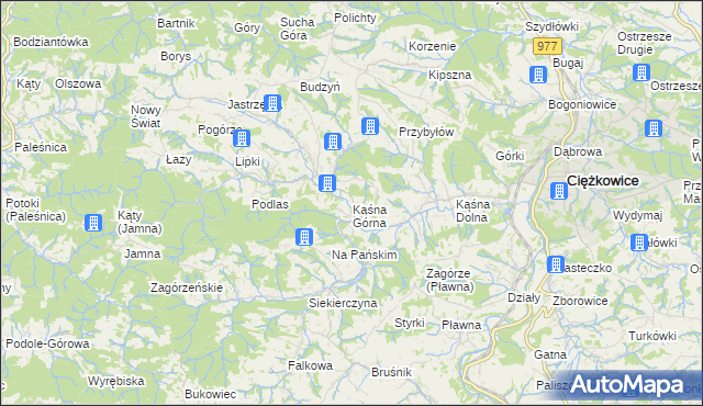 mapa Kąśna Górna, Kąśna Górna na mapie Targeo