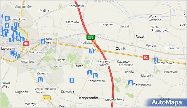 mapa Kaszewy Kościelne, Kaszewy Kościelne na mapie Targeo