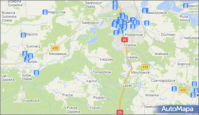 mapa Kaszowo, Kaszowo na mapie Targeo