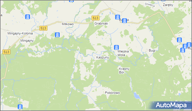 mapa Kaszuny, Kaszuny na mapie Targeo