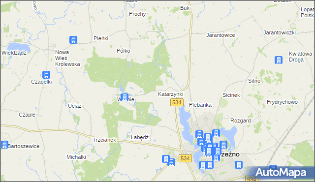 mapa Katarzynki gmina Ryńsk, Katarzynki gmina Ryńsk na mapie Targeo