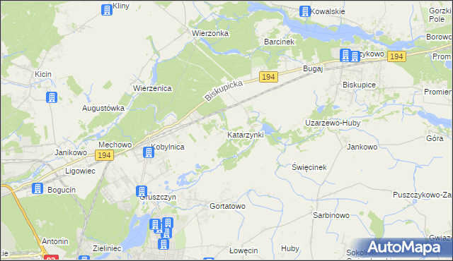 mapa Katarzynki gmina Swarzędz, Katarzynki gmina Swarzędz na mapie Targeo