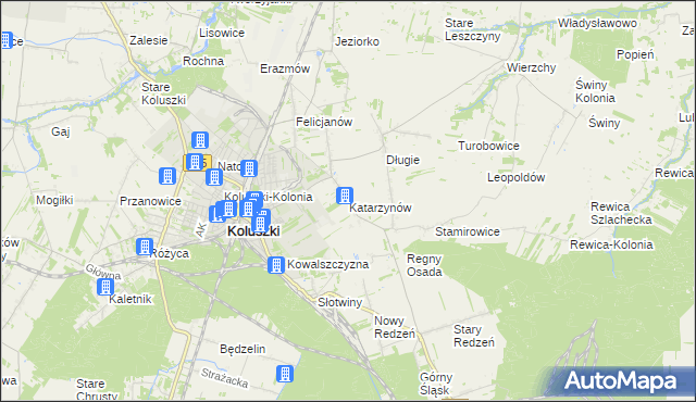 mapa Katarzynów gmina Koluszki, Katarzynów gmina Koluszki na mapie Targeo