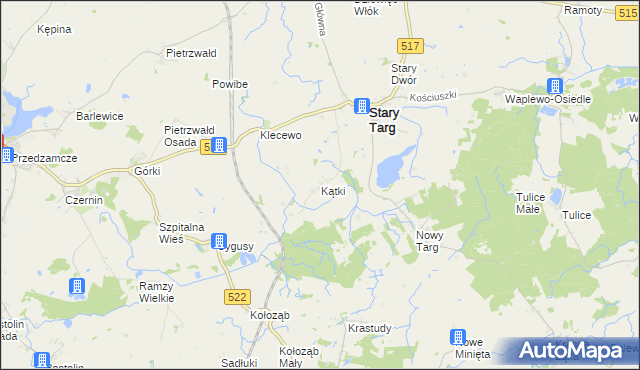 mapa Kątki gmina Stary Targ, Kątki gmina Stary Targ na mapie Targeo