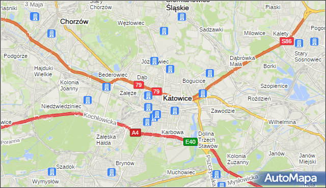 mapa Katowic, Katowice na mapie Targeo