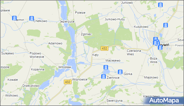 mapa Kąty gmina Osieczna, Kąty gmina Osieczna na mapie Targeo