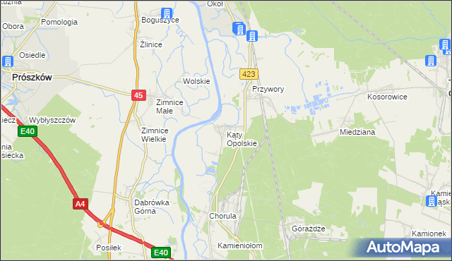 mapa Kąty Opolskie, Kąty Opolskie na mapie Targeo