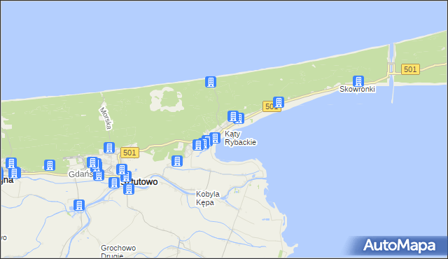 mapa Kąty Rybackie, Kąty Rybackie na mapie Targeo
