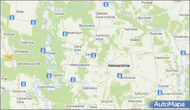 mapa Kawęczyn gmina Aleksandrów, Kawęczyn gmina Aleksandrów na mapie Targeo