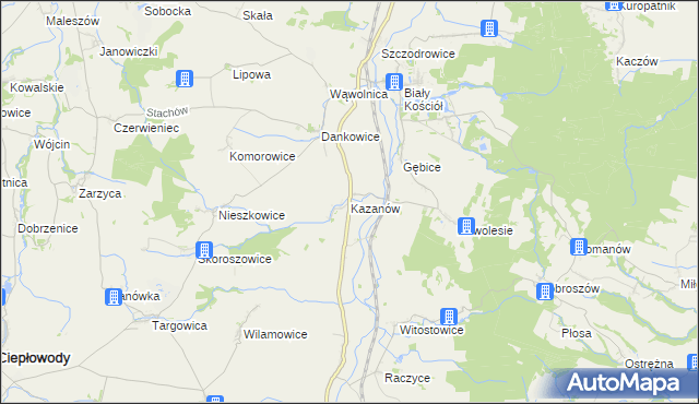 mapa Kazanów gmina Strzelin, Kazanów gmina Strzelin na mapie Targeo